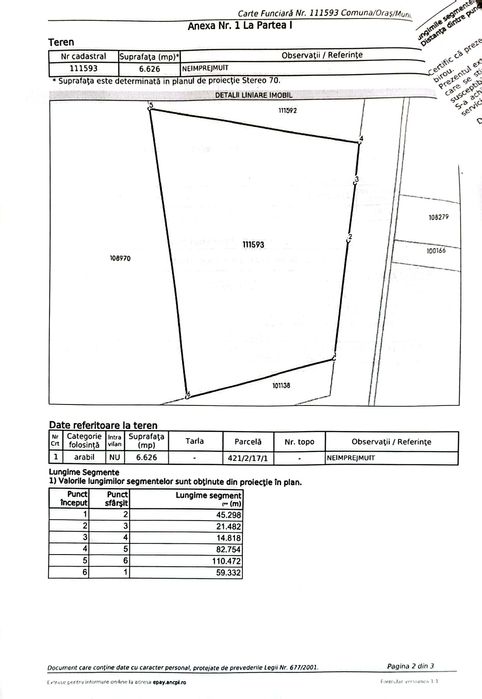 Teren cu deschidere la DN39 de 82m intre Vama Veche si 2Mai 6626mpi