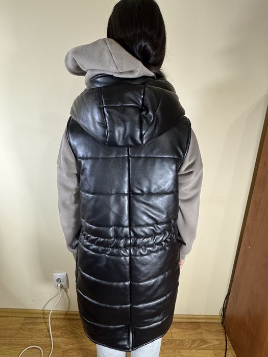 Vesta de piele neagra de Dama XS