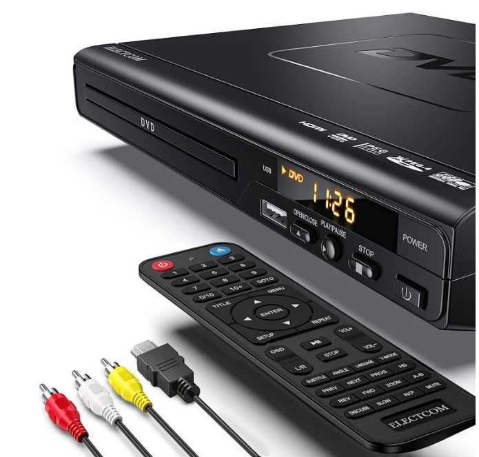 Player DVD ELECTCOM HMKY462 1080p cu telecomanda, negru