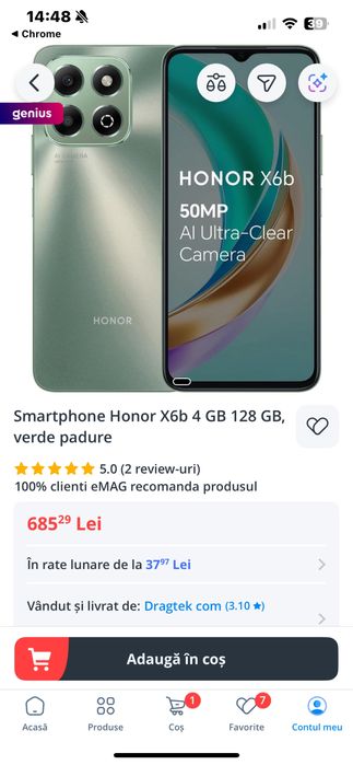 Honor x6b nou la cutie dualsim 128gb memorie android 14