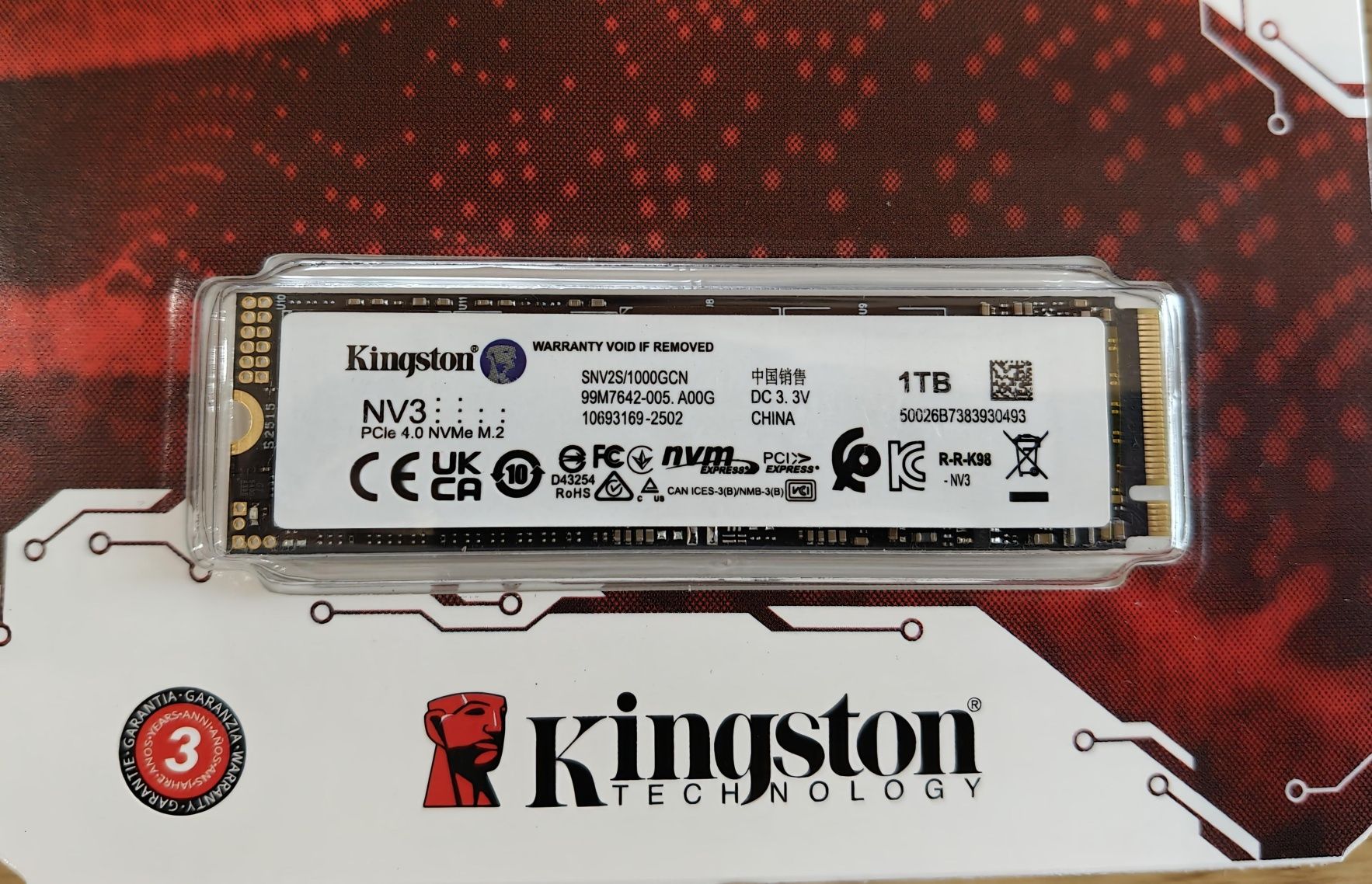 SSD памет Kingston - NV3, 1TB, M.2, PCIe