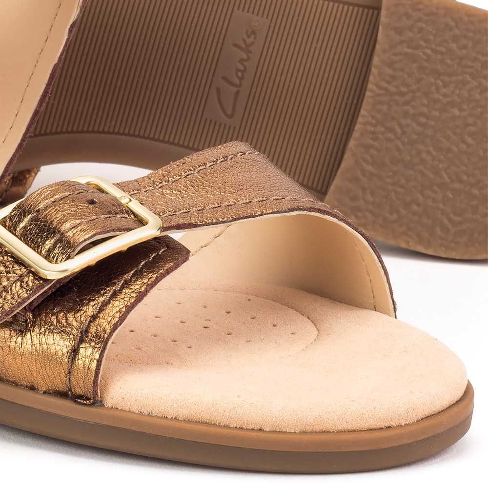 CLARKS № 37 & 39 – Дамски сандали от ест кожа "BRONZE METALLIC" нови