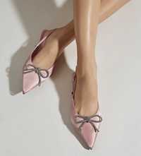 Balerini / Pantofi roz cu funda