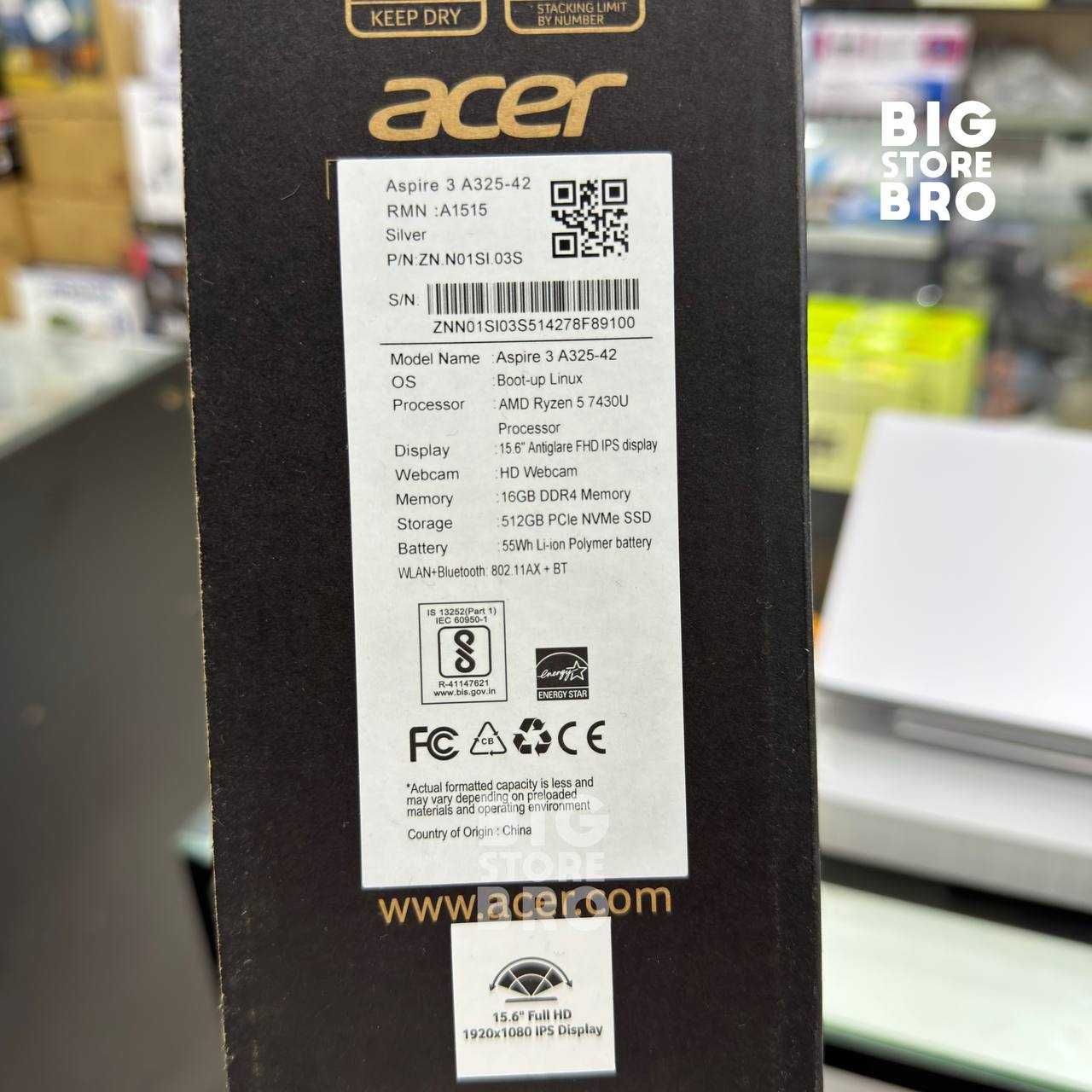 Noutbuk Acer Aspire 3 | AMD Ryzen 5 7430U | 15.6" FHD IPS