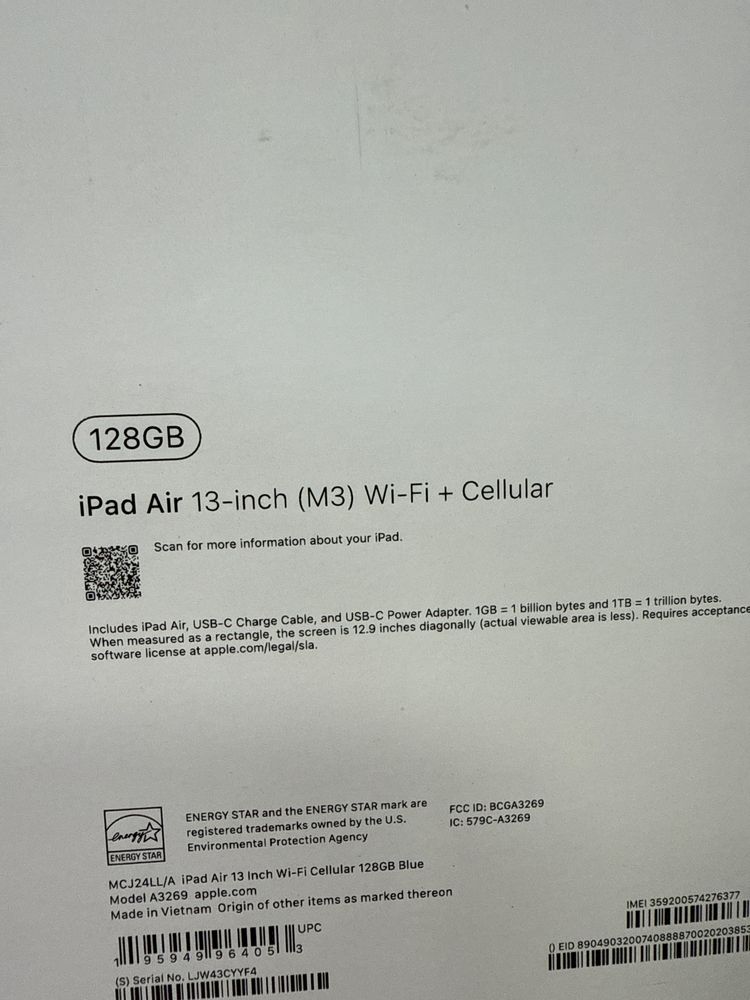 iPad Air 13 M3 128GB Wifi+Cellular 2025