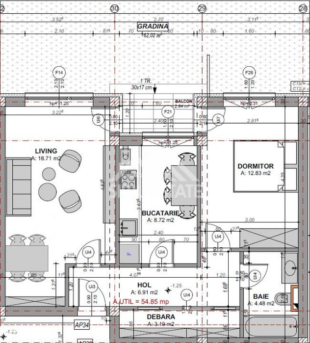 Apartament cu 2 camere si gradina in zona Doamna Stanca