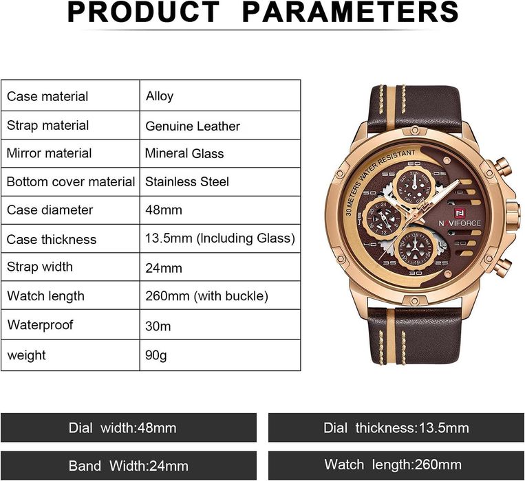 Ceas militar sport NAVIFORCE pentru bărbați,quartz,nou