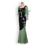 Rochie de Seara Neagra cu Verde cu Fusta Detasabila Marimi Mari XXL