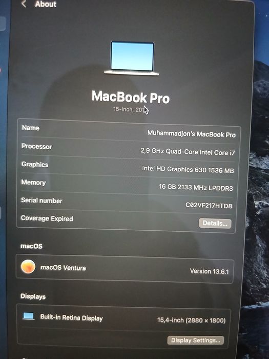 Macbook Pro 15 dyum