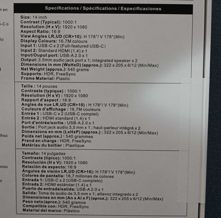 Monitor portabil Verbatim PM-14 Full HD (1920x1080)