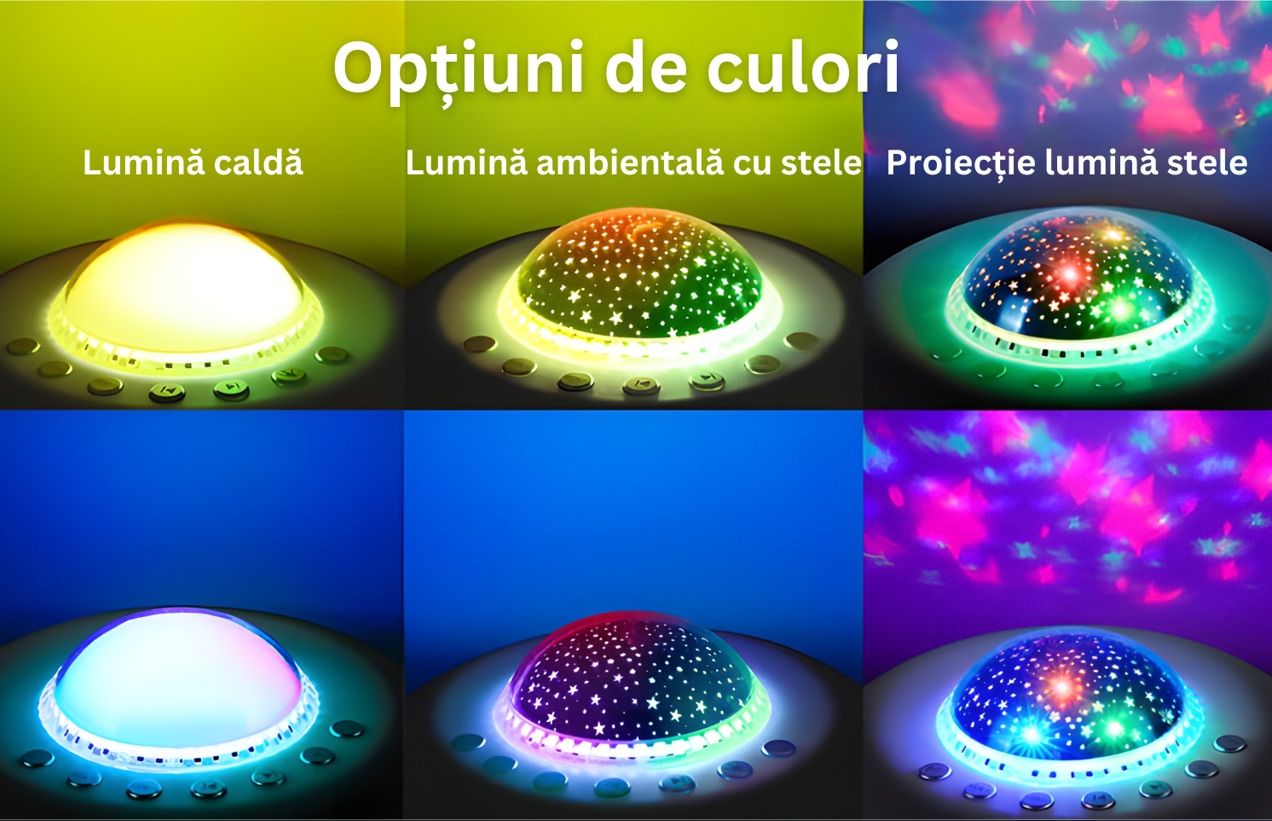 Proiector Smart 2 în 1, cu 34 sunete. 7 Culori LED, Aplicaţie prin WF