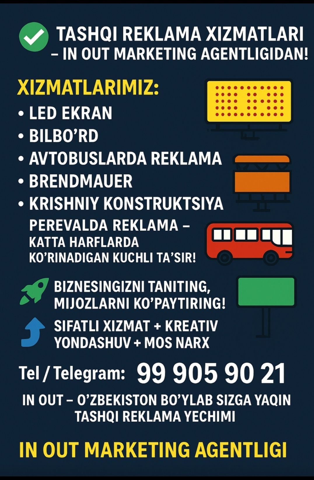 Farg'onada Led ekran va bilbordlarda reklama