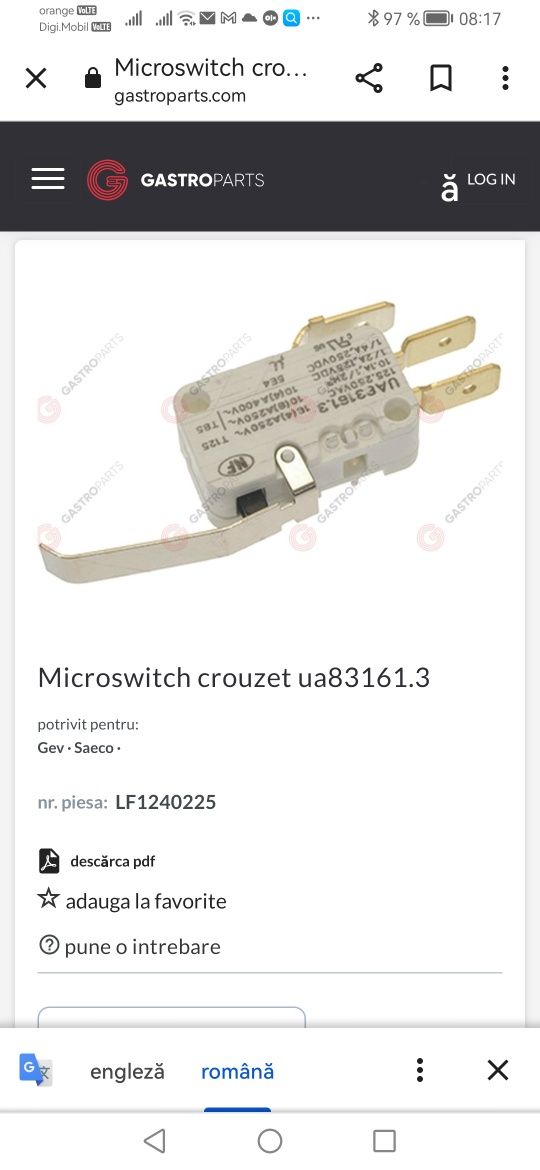 Micro întrerupător  crouzet ua83161. 1