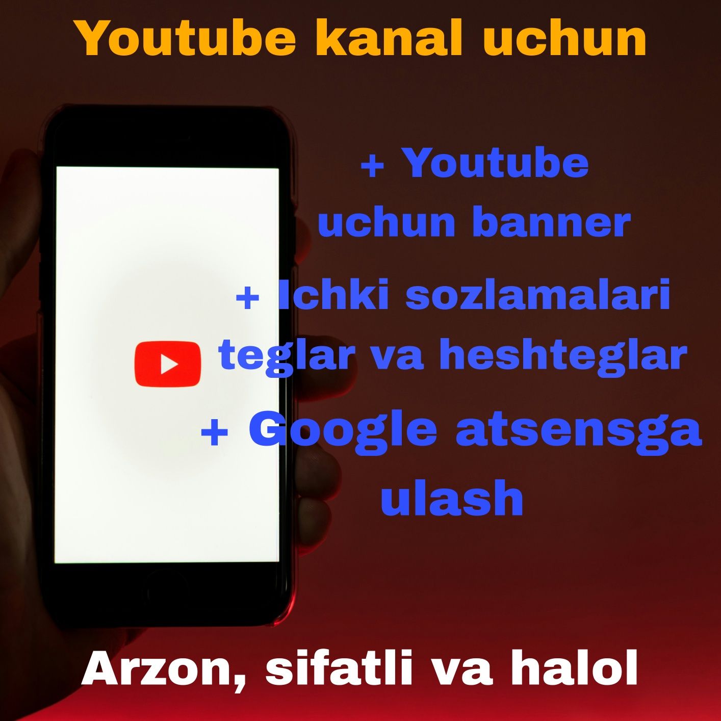 Youtube kanal sozlamalari ( arzon va ishonchli)