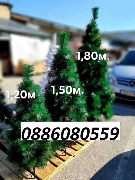 Елха зелена 120см с Метална Стойка коледна Елха