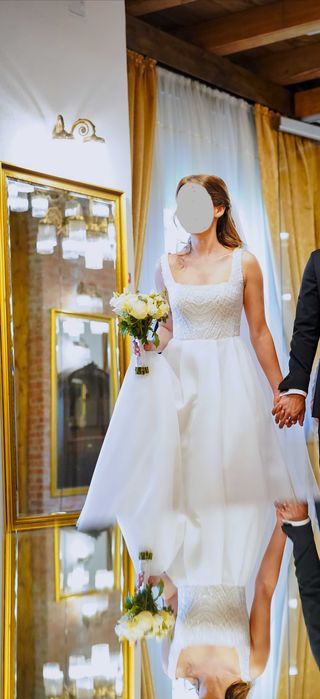 Rochie de mireasă, voal, falduri