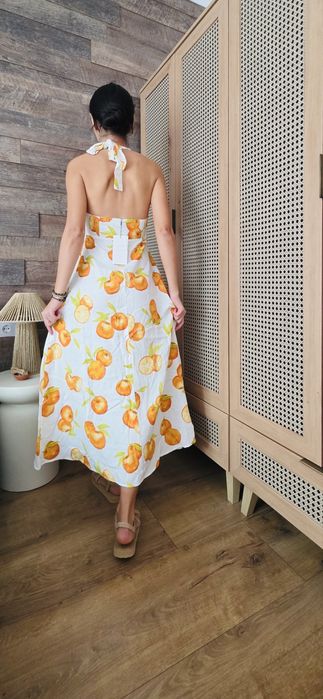 Rochie lunga imprimeu portocale Zara