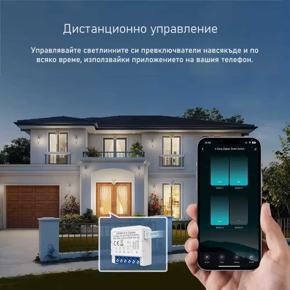 AVATTO ZWSM16 Zigbee модул за контрол на осветление | 1-2-3канала TUYA