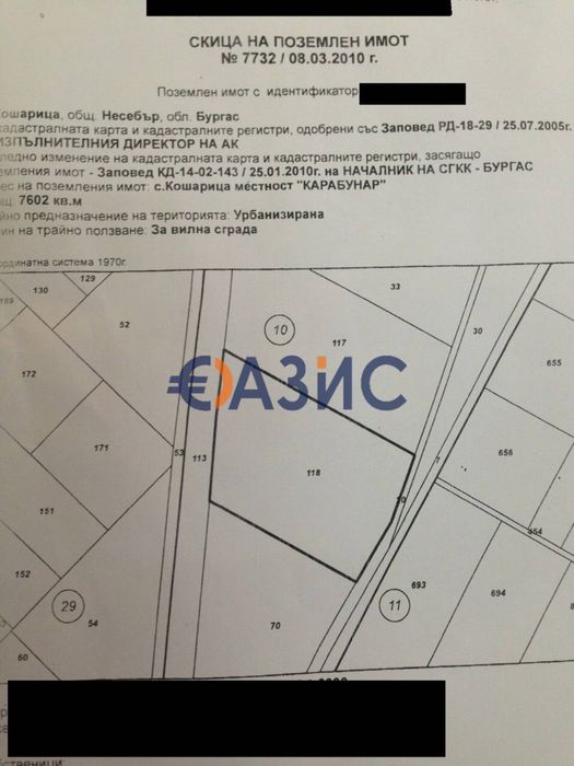 Парцел урбанинизиран, с. Кошарица 7601кв. м., цена 48000 евро