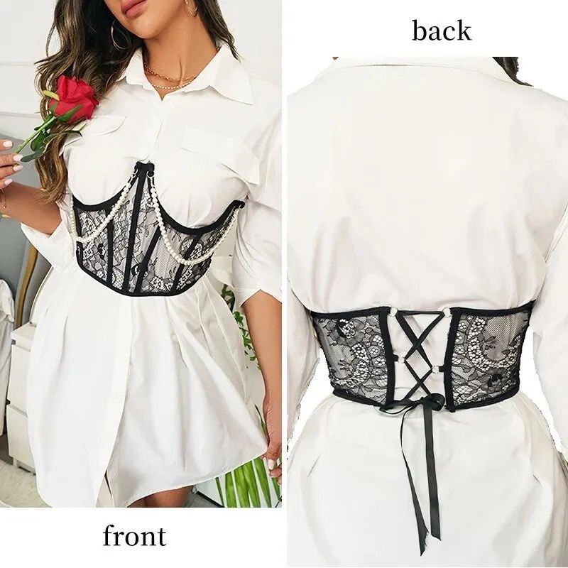 Corset dantela cu perle