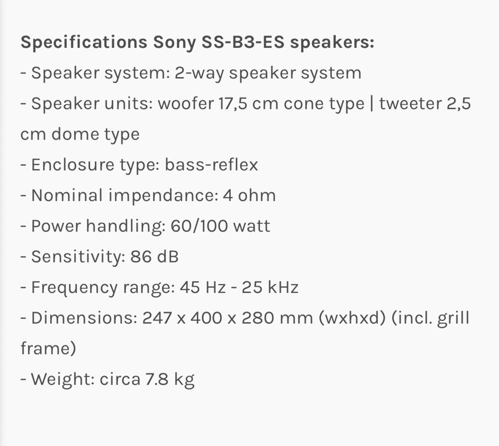 Boxe Sony SS-B3