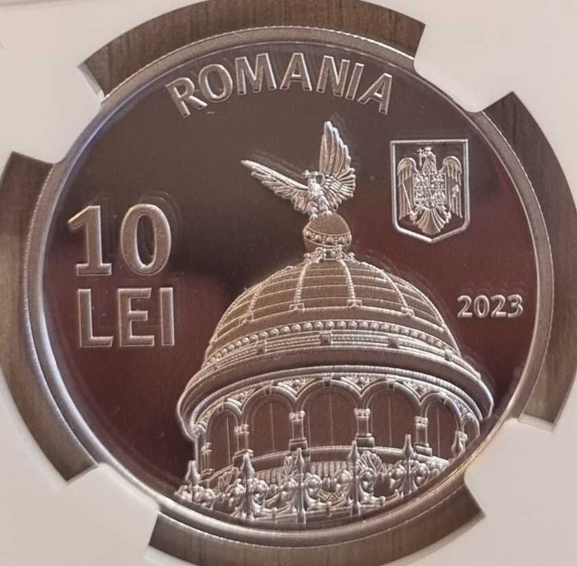 Moneda BNR 10 lei argint, Constitutia Romaniei Mari, gradata NGC PF 69