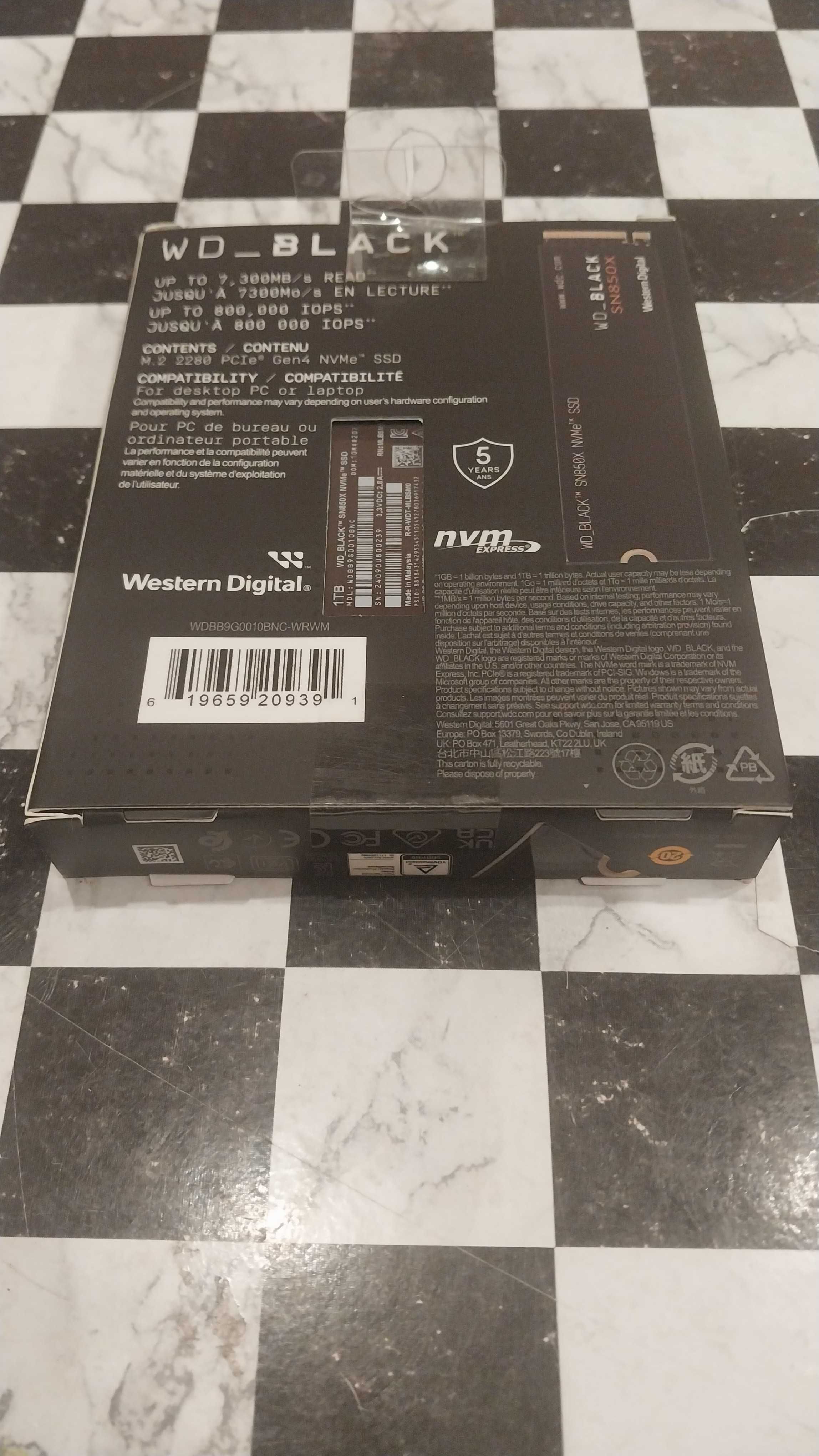 Новый SSD NVMe M.2 Western Digital WD_BLACK SN850X 1TB. До 7300 MBps.