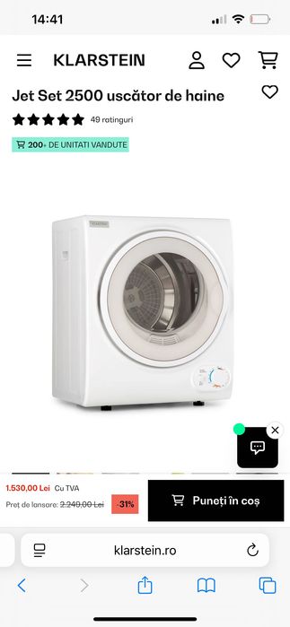 Uscator alb nou electric Klarstein