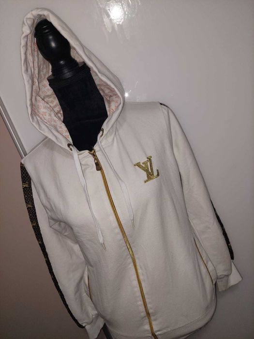 Jacheta Hanorac Louis Vuitton alb cu broderie aurie