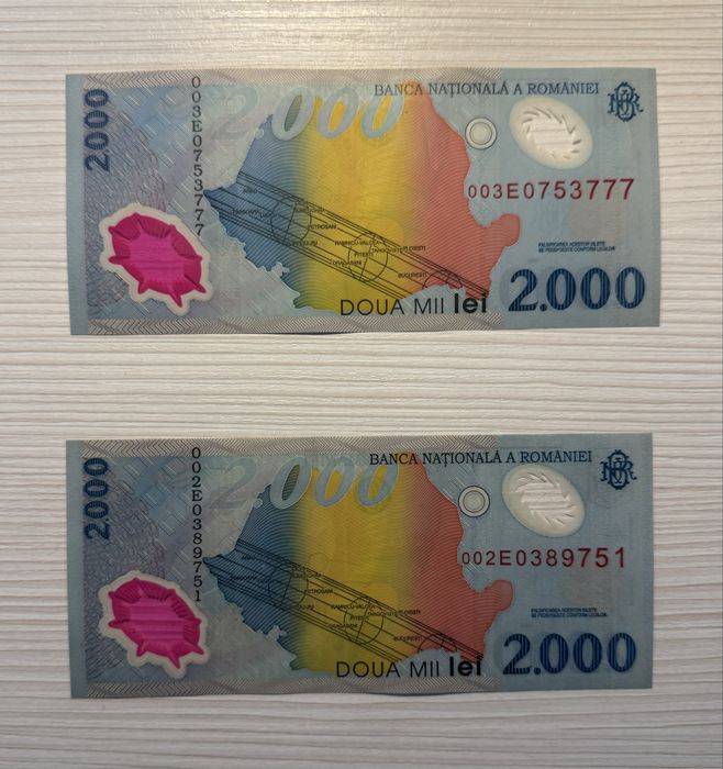 Vand bancnote 2000 lei eclipsa 1999