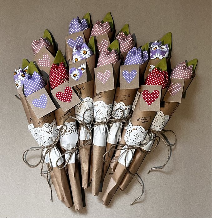 Текстилни лалета Букет лалета Цветя Ръчна Изработка