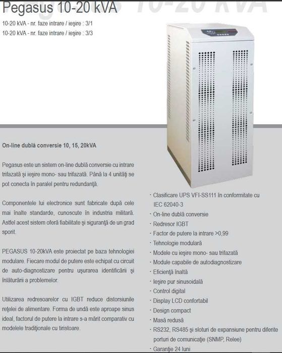 UPS ONLINE 8-20kVA (Tri&Mono-fazic) EPC, Effekta si Socomec (italiene)