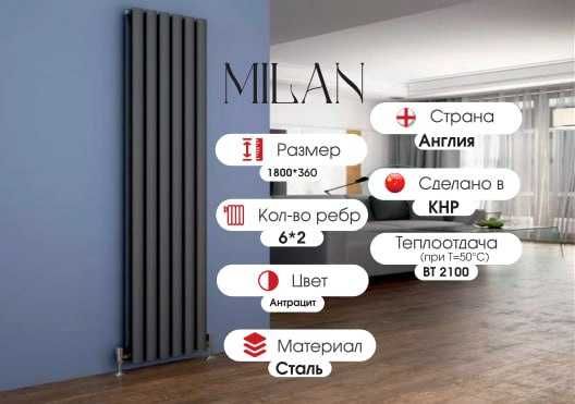РАДИАТОР. Вертикальные дизайнерские ZUM MILAN 2100vt оптом со склада