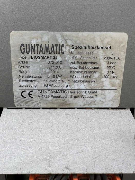 Guntamatic BioSmart 22 kW cazan pe lemn gazeificat – austriac premium