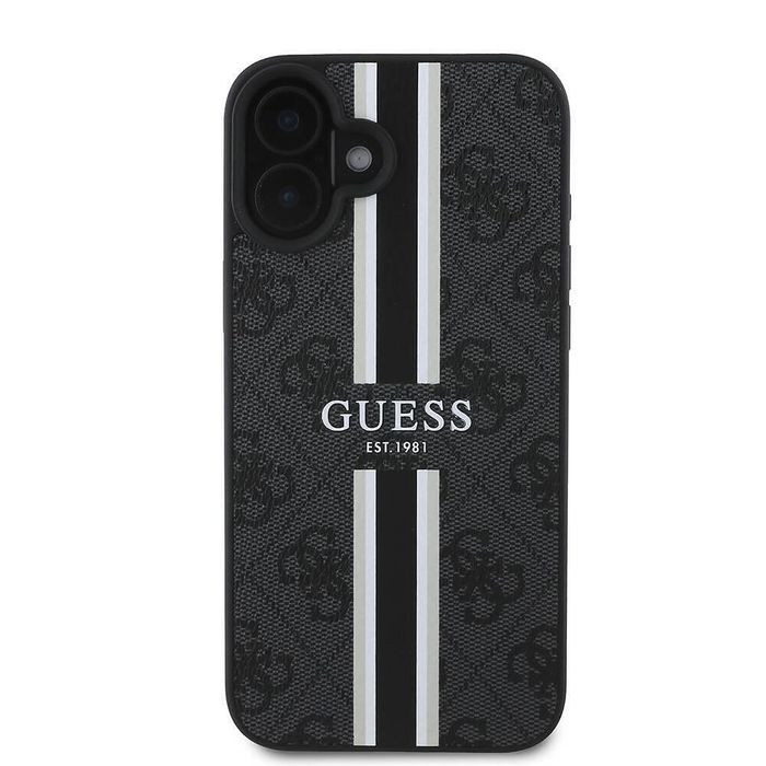 Guess hardcase 4g printed stripes magsafe калъф за iphone 17 – черен