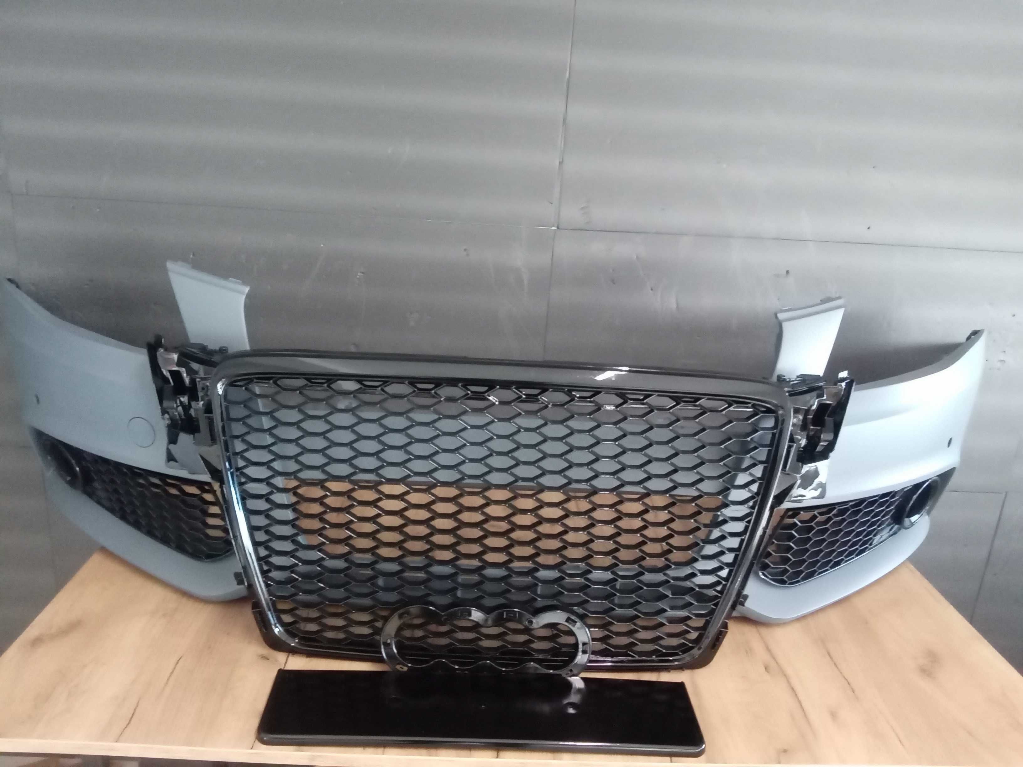 Bara fata+Grila radiator RS LOOK Audi A4 B8 senzori parcare 2007-2011