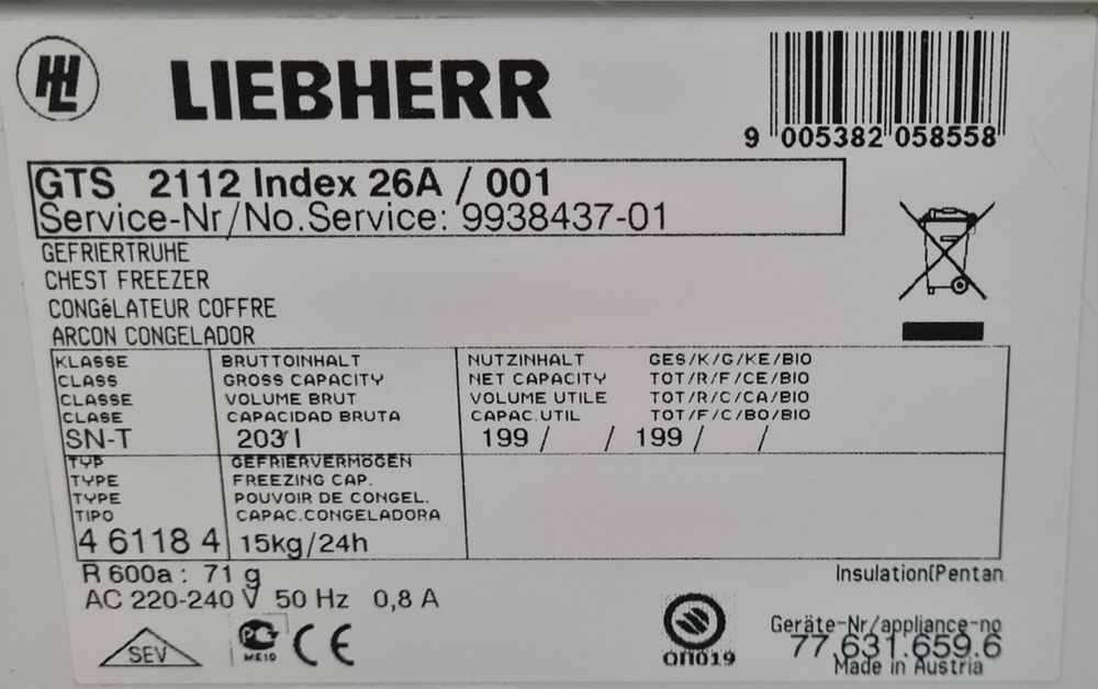 Фризер Ракла Liebherr 199л А+