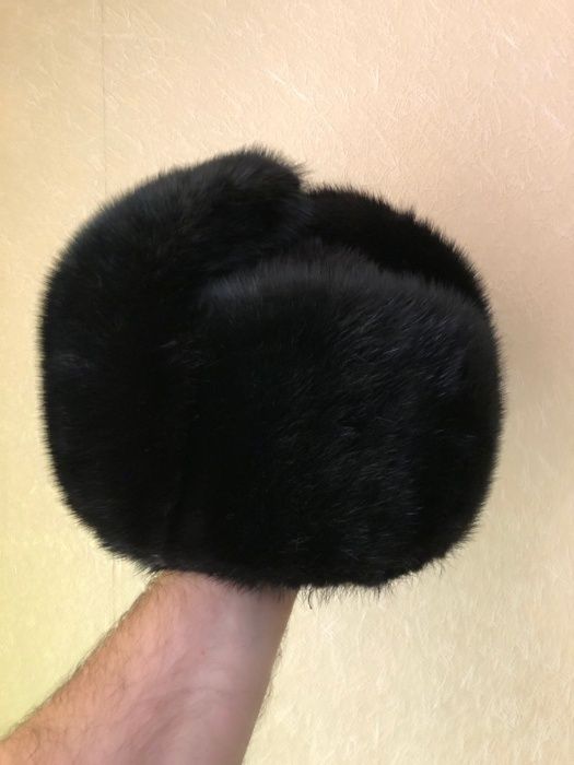 шапка обманка норковая, высокая,черная