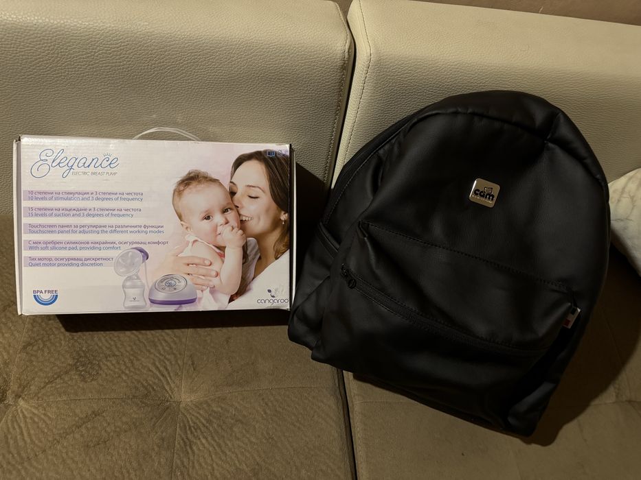 Помпа за кърма и раница за бебешка количка