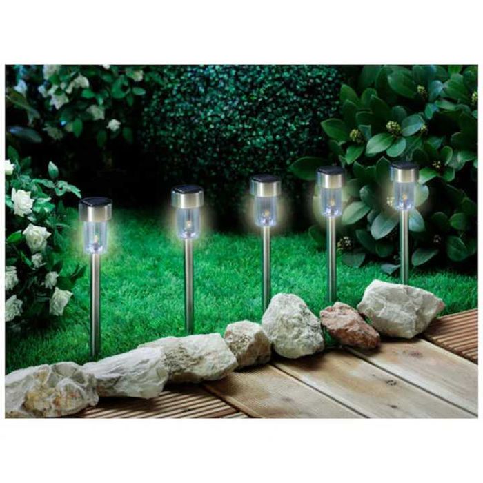 Pachet 5 lampi solare inox cu LED de exterior