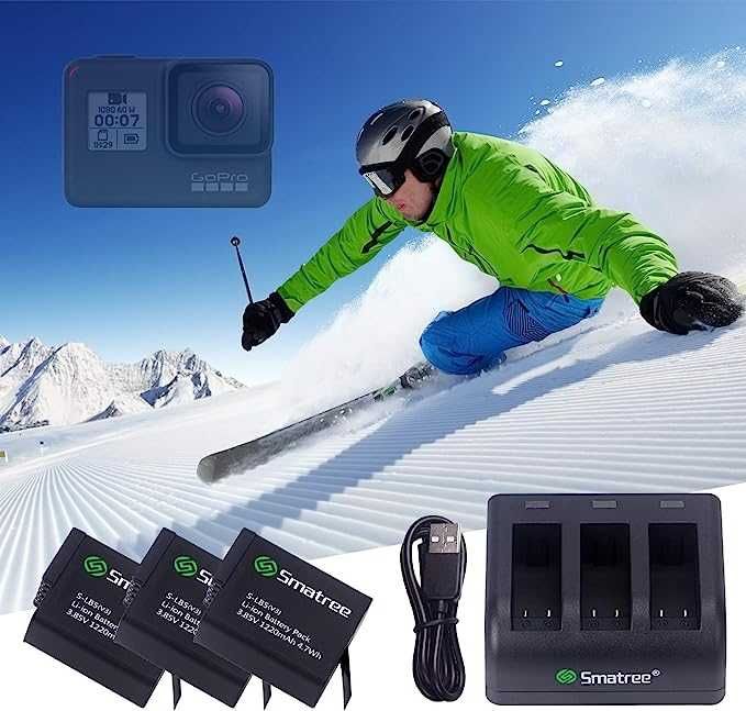 Baterie Smatree cu încărcător cu 3 canale pentru Gopro Hero