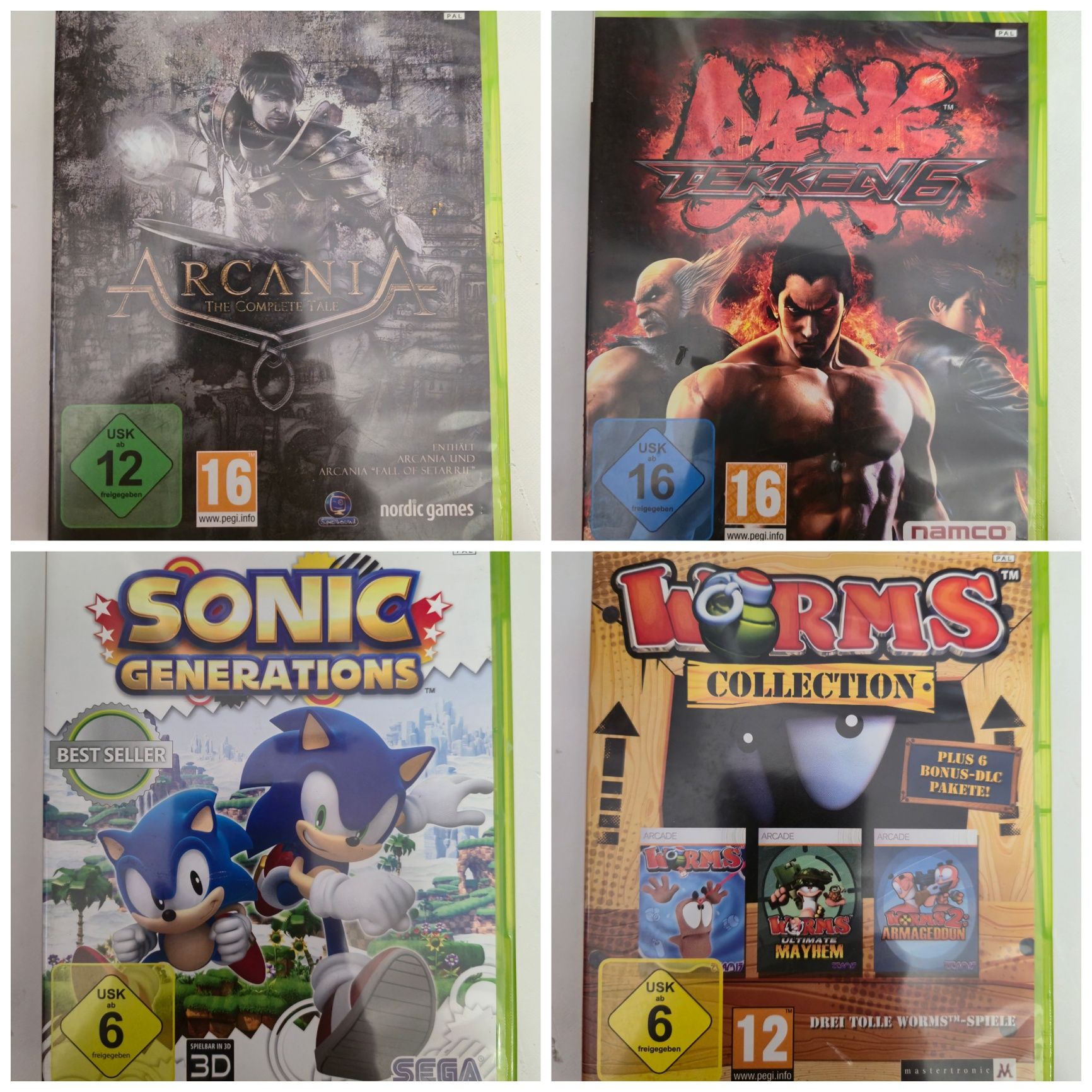 Sonic Generations, Wet, Tekken 6, UFC, Arcania, Worms (XBOX 360)