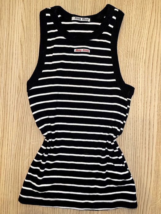 миумиу миу черен топ потник потниче рае черно бяло miumiu miu тениска