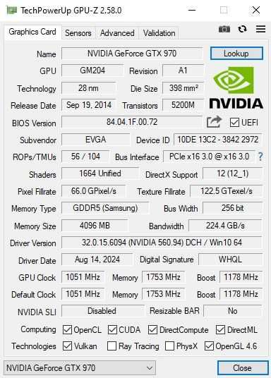 Placa video EVGA Superclocked ACX GTX 970 4GB DDR5 256-bit.