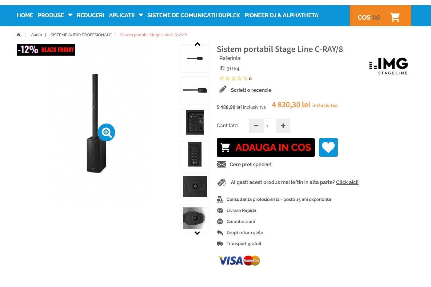 Stage Line C-RAY/8 800W Sistem audio portabil profesional jbl boxa NOU