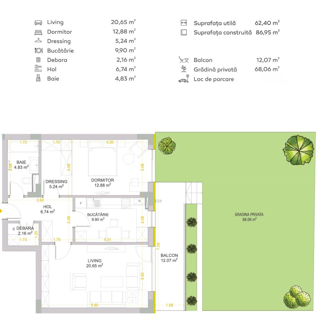 Apartament 2 camere cu curte proprie-Segovia Garden by Urban Invest