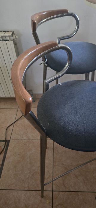 Scaun de bar din inox si lemn
