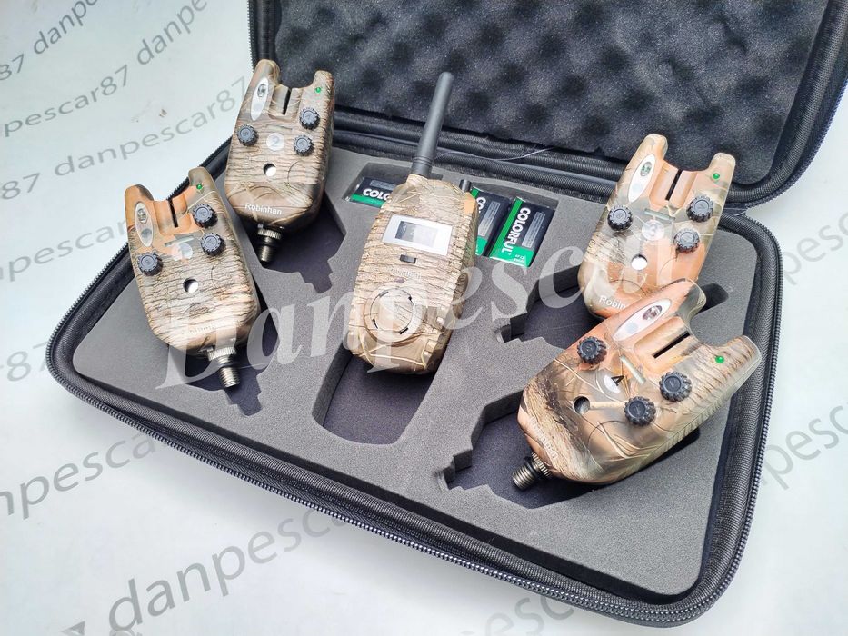Set 4 Avertizori cu Statie ROBINHAN CAMUFLAJ CU LUMINA VEGHE si penar
