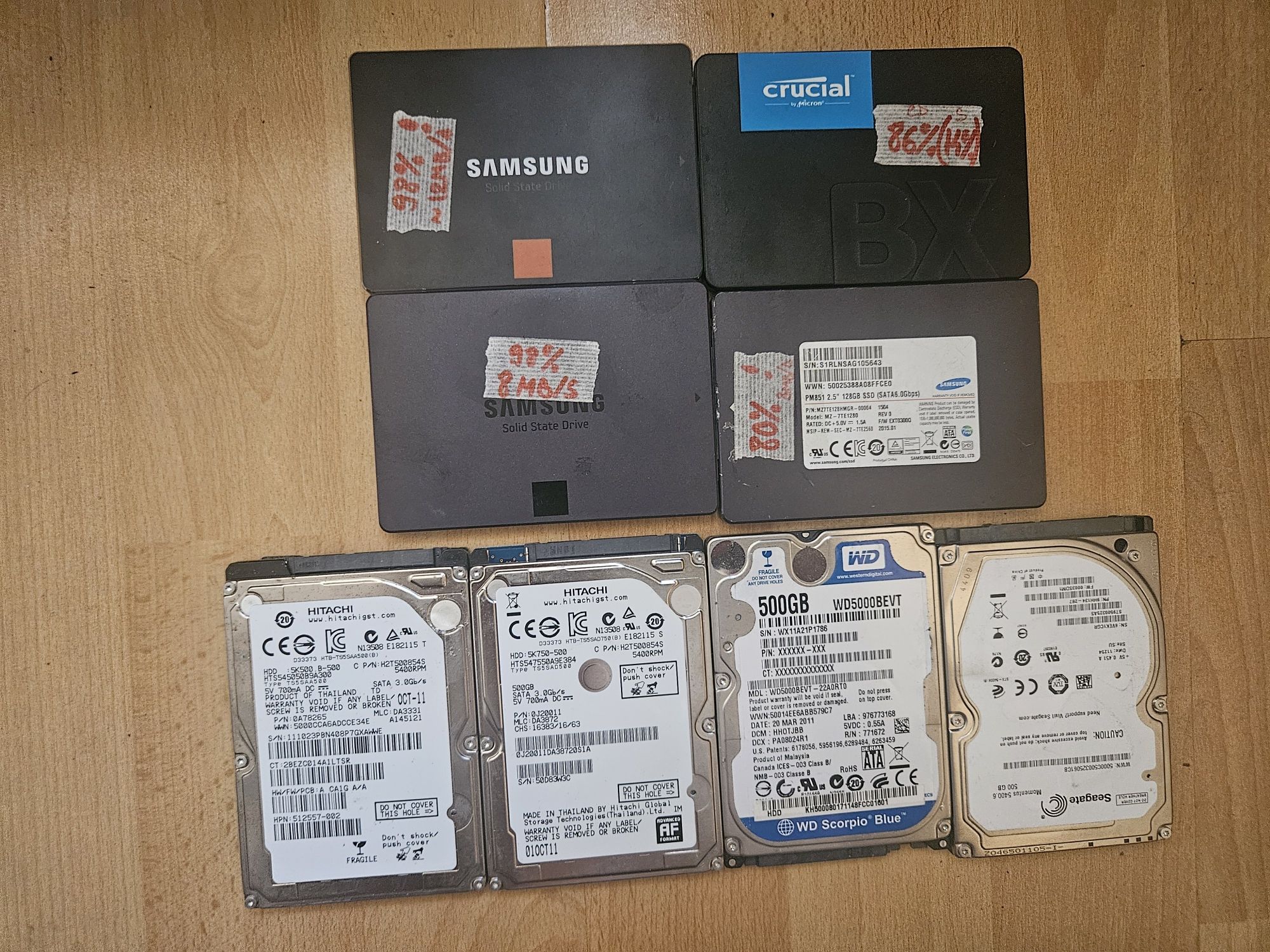 Lot 4 SSD si 4 Harduri laptop 500gb