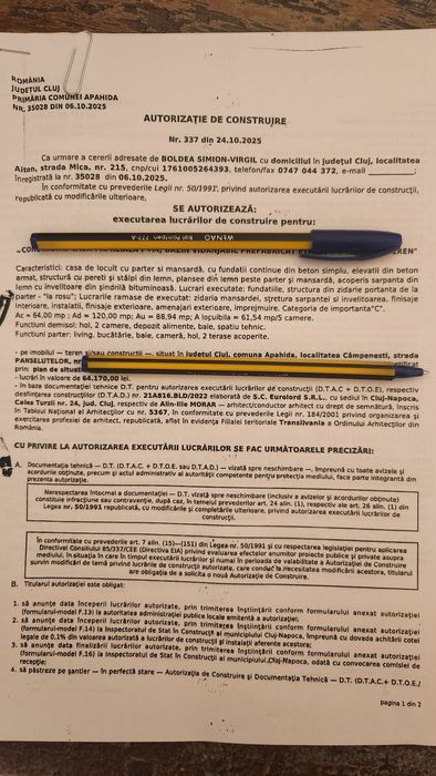 Teren 450mp intrav. sat Apahida, cu bransamente Apa,Canal,Gaz,Trifazic